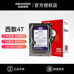 HIKVISION 海康威视 海康西数垂直紫盘4T监控专用电脑NAS通用DS42HKVS机械硬盘CMR