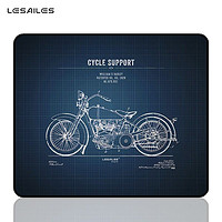 LESAILES 飞遁 300*250*3mm 复古摩托蓝色游戏电竞鼠标垫 中号锁边电脑键盘桌垫 易清洁