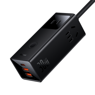 倍思 快充插线板usb插座30w桌面氮化镓3米长线多功能6孔排插充电器