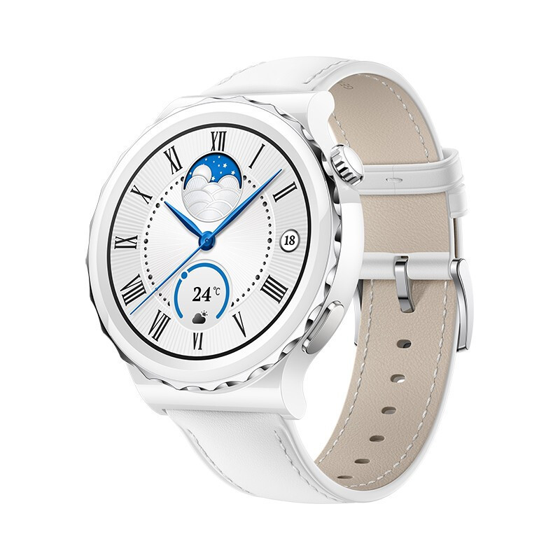 WATCH GT3 Pro 时尚款 蓝牙版 智能手表 43mm 白色真皮表带