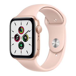 Apple 苹果 Watch SE GPS款 智能手表 44mm 金色铝金属表壳 粉砂色运动型表带（心率、GPS、扬声器）