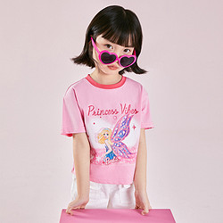 Mini Peace 太平鸟童装女童夏季洋气闪亮芭比印花短袖T恤