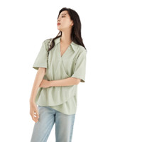 DUIBAI 对白 女士短袖衬衫 CDC069 梧枝绿 S