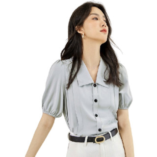 DUIBAI 对白 女士短袖衬衫 CDC045 晴空蓝 XL