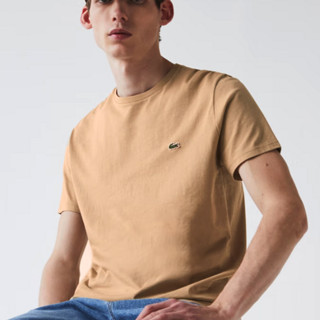 LACOSTE 拉科斯特 男士圆领短袖T恤 TH6709 浅卡其 XL