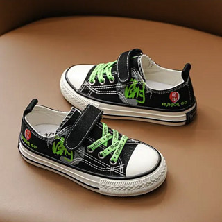 Disney 迪士尼 M1942019 儿童帆布鞋 黑绿 25码