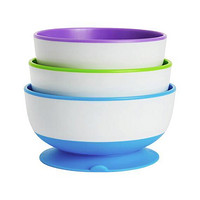 munchkin 满趣健 27188 儿童吸盘碗 3个装 紫色+绿色+蓝色