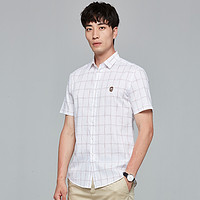 TRiES 才子 男装官方格子短袖衬衫夏季新款韩版潮流寸衫商务休闲薄款衬衣