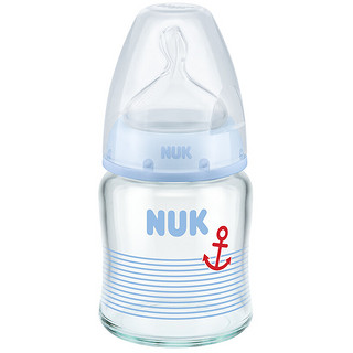 NUK 玻璃彩色奶瓶 硅胶奶嘴款 120ml 蓝色船锚 0-6月