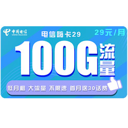 CHINA TELECOM 中国电信 电信嗨卡 29元月租（70GB通用流量、30GB定向流量）