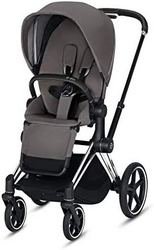 cybex Priam 3 完整婴儿车，单手紧凑型折叠，可翻转座椅，曼哈顿灰色带铬黑色框架