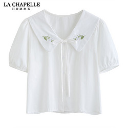 La Chapelle 拉夏贝尔 文艺刺绣白衬衫上衣