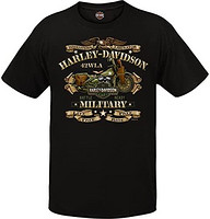 HARLEY-DAVIDSON 哈雷戴维森 Military - 男式图案短袖圆领 T 恤 - 海外旅游 | 战争自行车