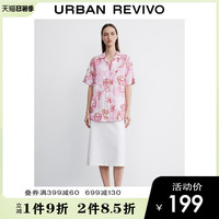 UR2022春夏新品女装时尚印花薄款宽松短袖衬衫WU17S2BN2000