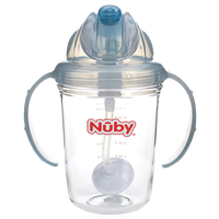 Nuby(努比) 美国Tritan儿童水杯 吸管杯宝宝学饮杯婴儿饮水杯牛奶杯 重力球水杯 灰色-带刻度