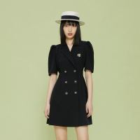 ONLY 2022新款夏季双排扣西装短袖连衣裙女