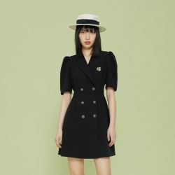 ONLY 2022新款夏季双排扣西装短袖连衣裙女