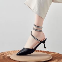 zgr女士凉鞋_zgr 气质水钻罗马凉鞋包头单鞋婚鞋尖头细跟高跟外穿凉鞋