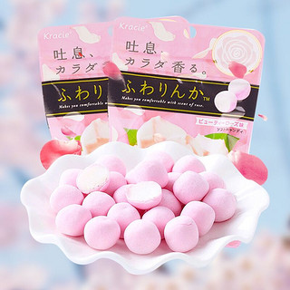 日本进口 嘉娜宝(Kracie）脆皮夹心口香软糖 玫瑰味32g/袋 香体糖果 清新口气 约会接吻糖