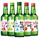 Jinro 真露 韩国进口烧酒 原味16.9度西柚李子青葡萄草莓13度360ml*1瓶*5种口味+酒杯*2混合礼盒 送礼年货