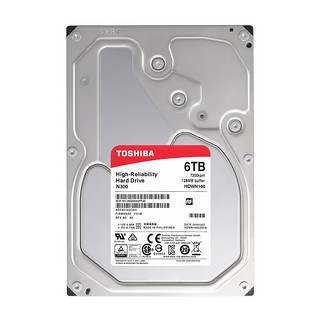 TOSHIBA 东芝 N300系列 3.5英寸 NAS硬盘 6TB (CMR、7200rpm、128MB) HDWN160