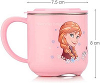 Disney 迪士尼 冰雪奇缘 女王艾莎粉色耐用 ABS 不锈钢杯带盖，250ml