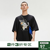 GXG 男装[X-LAB]稀奇艺术联名21年夏季商场同款休闲青年印花T恤