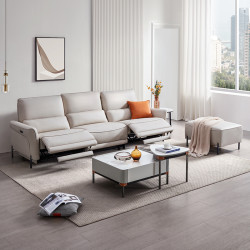 cheers 芝华仕 80096 现代极简科技布电动功能沙发 光白大三人位