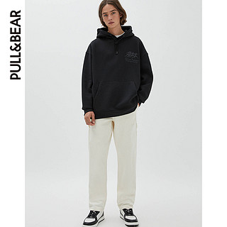 PULL&BEAR 男士2022新款黑色时尚休闲连帽运动衫卫衣 08591515800