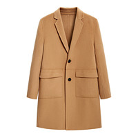 PEACEBIRD MEN 太平鸟男装 男士毛呢中长款大衣 BWAAA4132 卡其色 M