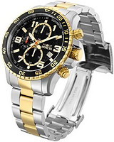 INVICTA 英弗他 男士45毫米金色调不锈钢石英手表，两种色调（型号：14876），银色色调/黑色，标准