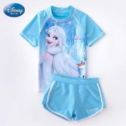 Disney 迪士尼 儿童泳衣女童宝宝分体防晒游泳衣2022年新款中大童公主泳装