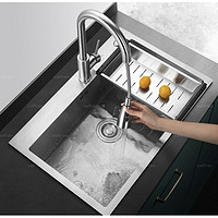 PLUS会员：VATTI 华帝 304不锈钢手工加厚水槽洗碗池大容量单槽洗菜盆 （680*450）