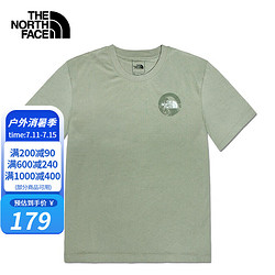 THE NORTH FACE 北面 速干T恤男短袖22春夏TheNorthFace户外棉感速干衣吸湿排汗透气半袖5JWW 3X3/绿色 L/175