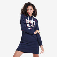 TOMMY HILFIGER 女装秋冬卫衣式字母LOGO连帽连衣裙RM876B1413