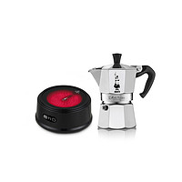 Bialetti 比乐蒂 手冲咖啡壶 经典款 2杯份+暗夜黑电陶炉 银色