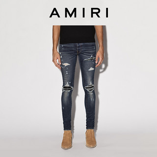 AMIRI  2022春夏新品男装系列 棉质混纺弹力补丁设计牛仔裤  深海蓝28