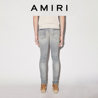 AMIRI 2022春夏新品男装系列 棉质混纺LOGO破洞牛仔裤  浅蓝色  28