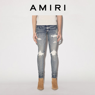 AMIRI 2022春夏新品男装系列 棉质混纺弹力破洞设计牛仔裤  浅蓝色 28