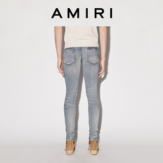 AMIRI 2022春夏新品男装系列 棉质混纺弹力修身牛仔裤 浅蓝色 28