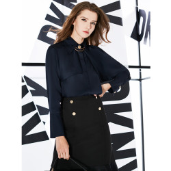 donna karan 唐纳·卡兰 唐可娜儿飘逸设计感披肩袖两穿女式衬衫