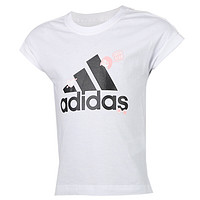 adidas 阿迪达斯 JG BADGES TEE 儿童短袖T恤 FM4485 白色 110cm