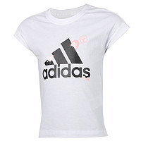 adidas 阿迪达斯 JG BADGES TEE 儿童短袖T恤 FM4485 白色 146cm