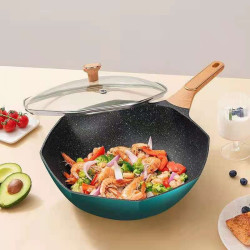 8元】家用炒菜锅_royalstar 荣事达 麦饭石炒锅家用平底不粘锅 牛油果