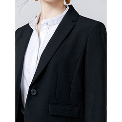 G2000 纵横两千 女装时尚商务通勤长袖西服黑色短款休闲西装外套女新款夏装