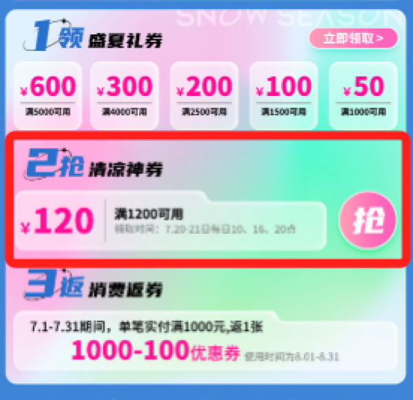 cdf会员购 抢1200-120元全品类券