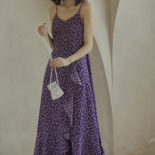 MIGU 弥古 女士长款连衣裙 M1191Q10101000 紫小菊 XL