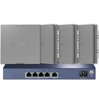 TP-LINK 普联 XAP1800GI-PoE 双频1800M 千兆无线AP Wi-Fi 6（802.11ax）POE 深空银 4个装+TL-R473GP-AC 5口路由器 AP套装