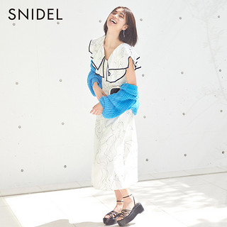 SNIDEL 2022春夏新品优雅荷叶边大翻领直筒系带连衣裙SWFO222045 灰色