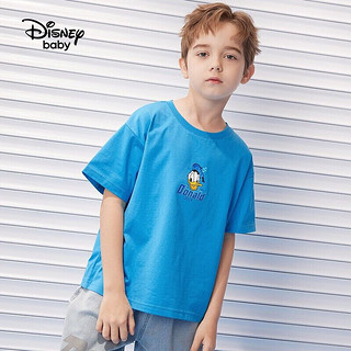Disney 迪士尼 童装儿童男童短袖T恤棉质圆领宽松透气大洋气潮酷中大童上衣服2022夏款